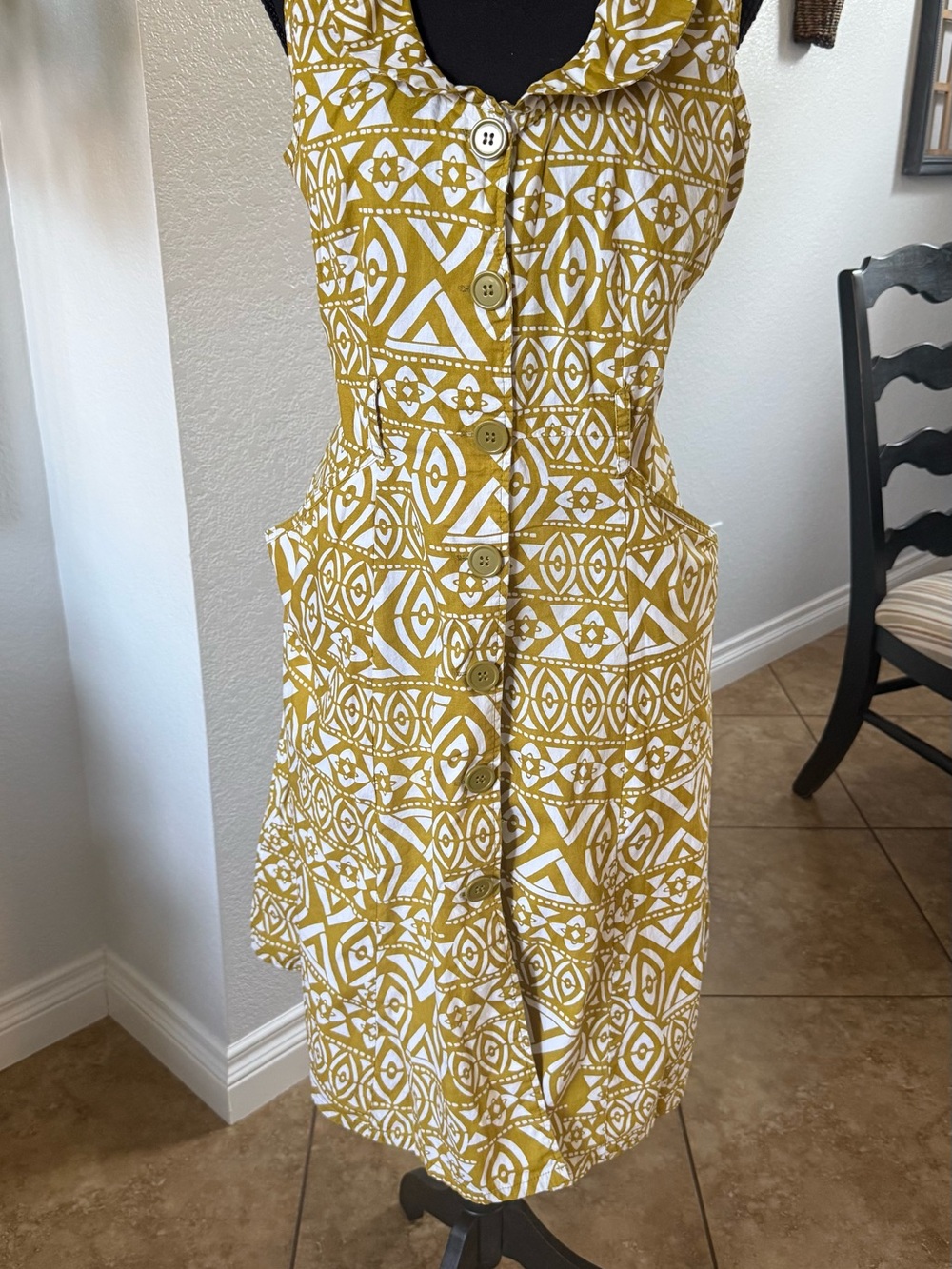Mlle Gabrielle Mustard Yellow & White Printed Midi Dress